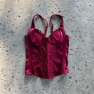 Elegant Burgundy Lace Corset Top